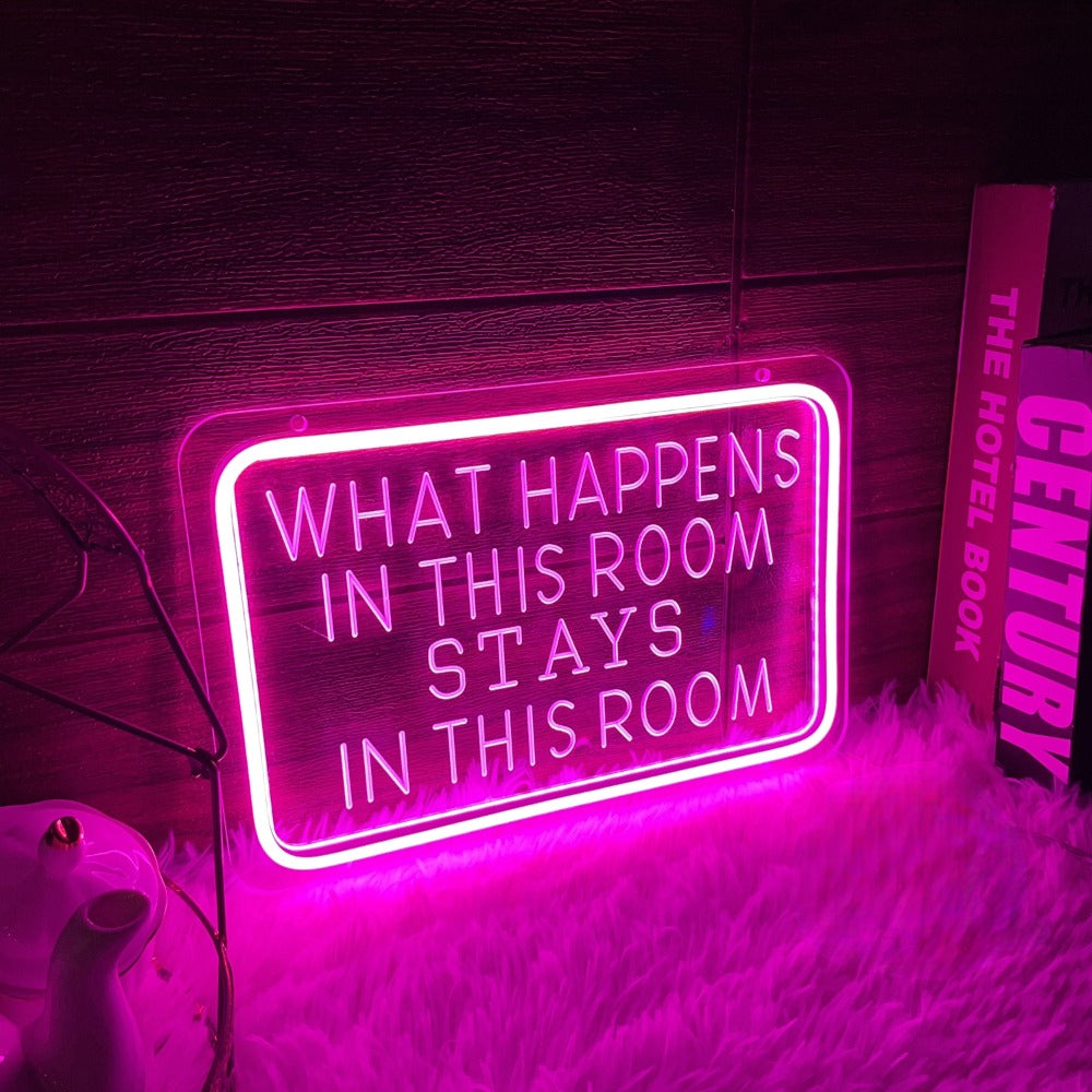 What Happens in This Room Stays in This Room Neon Sign Engrave Custom Led Lights for Bedroom Decoration Coffee Bar Wall Decor