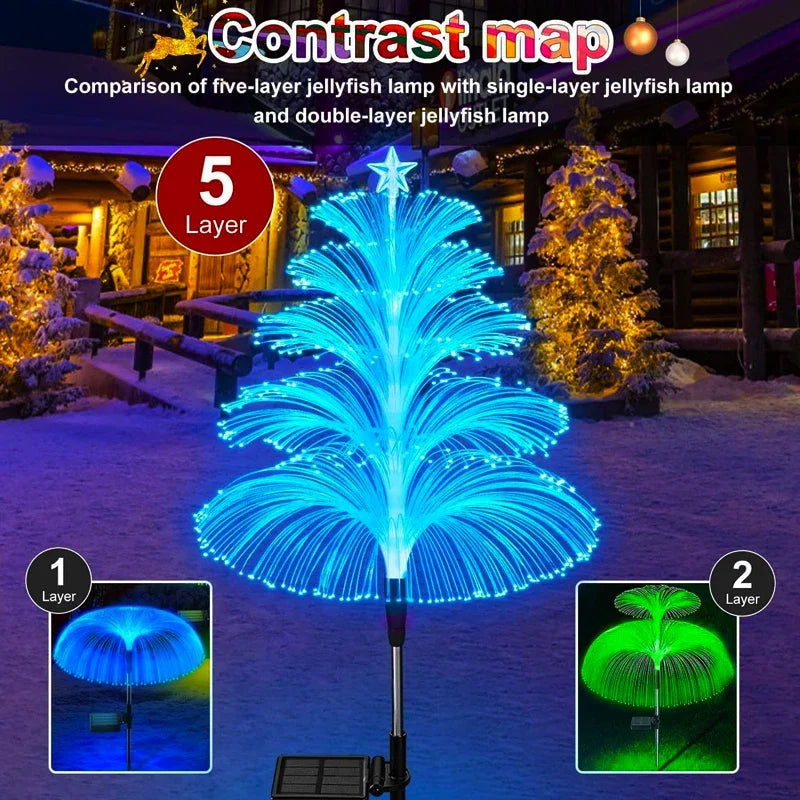 Solar Garden Lights Outdoor Waterproof 7 Color Changing Double Jellyfish and Star for Christmas Yard Garden Decor