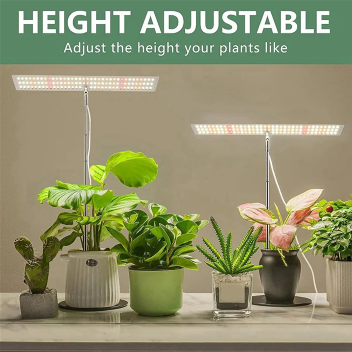 Grow Light, Full Spectrum LED Plant Light for Plants, Height Adjustable Growing Lamp with Auto On/Off Timer 4H/8H/12H