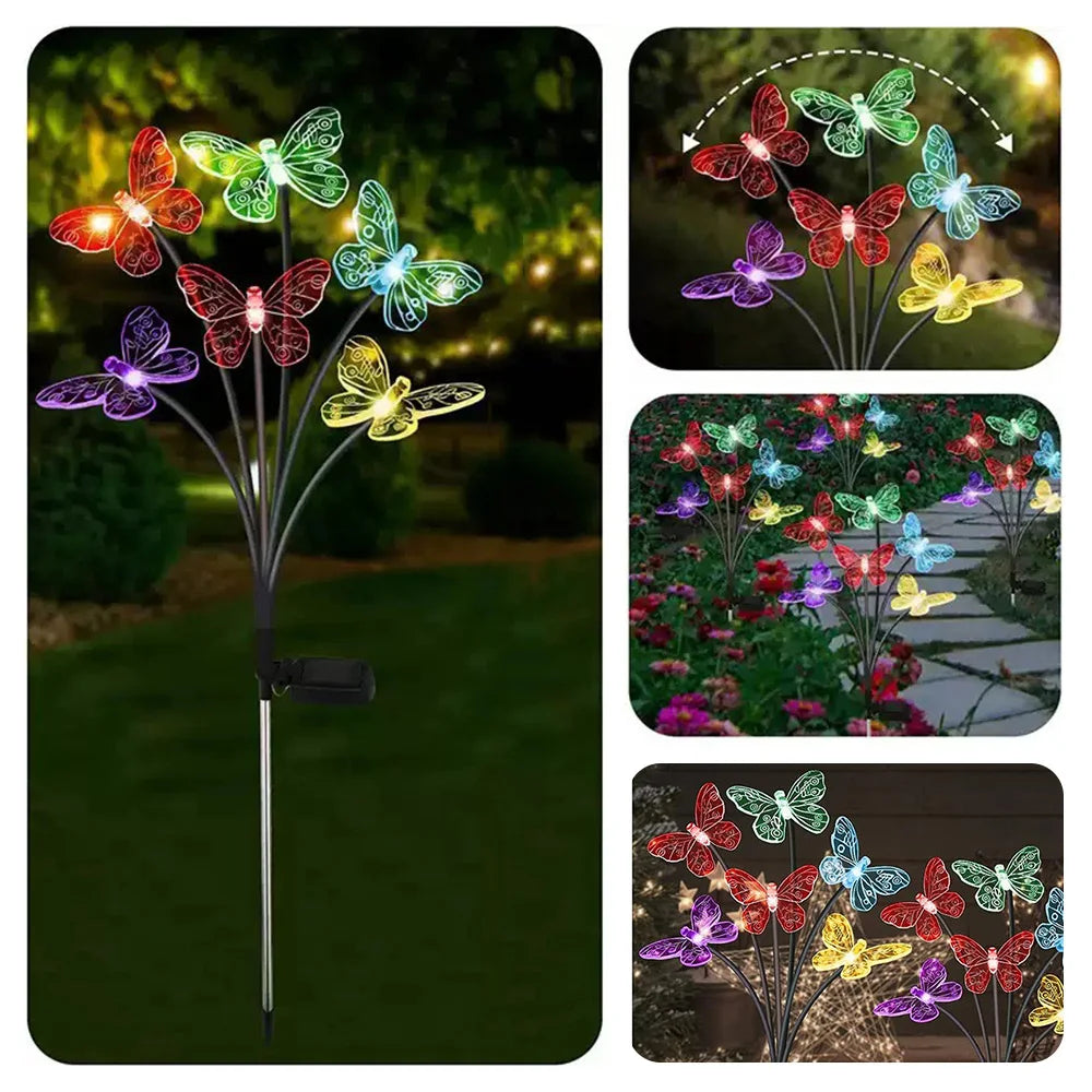 Solar Outdoor LED Lights Outdoor Waterproof Garden Landscape Lawn Light Butterfly Lights Lamp LED Home Decor Lamp 6/8/10heads 조명