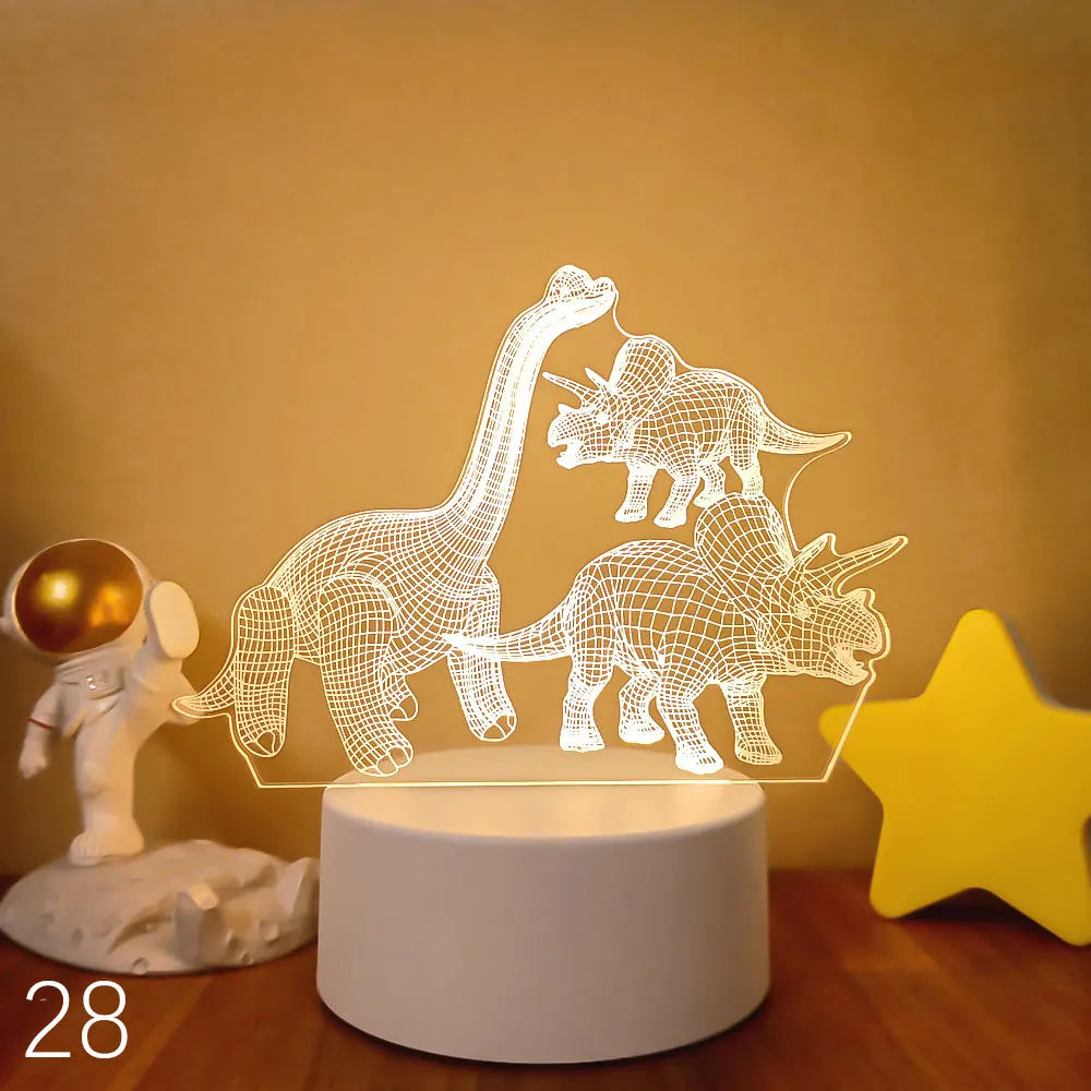 Dinosaur 3D Lamp USB LED Night Lights Neon Sign Lamp Xmas Christmas Decorations for Home Bedroom Birthday Decor Wedding Gifts