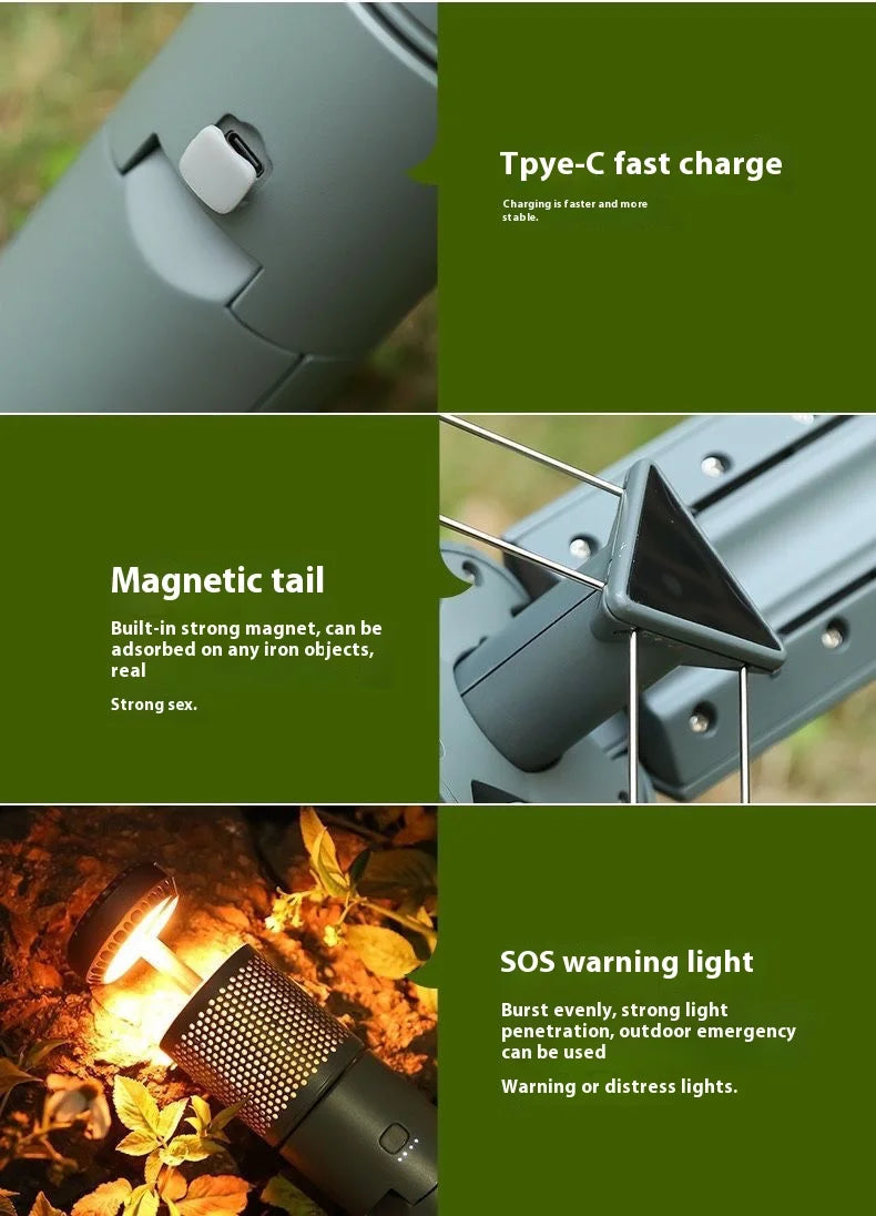 Telescopic Camping Light 10000mAh Portable Lanterns LED Adventure Hiking Fishing Tents Campsite Ambiance Lamp with Magnet Tripod
