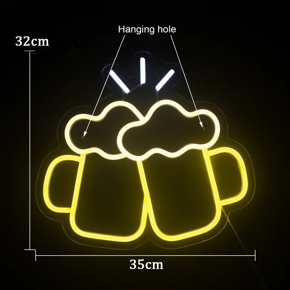Beer Time Led Neon Sign Shop Bar Restaurant Hotel Decorative Light Neon Bedroom Wall Kitchen Personalized Decor Night Light USB