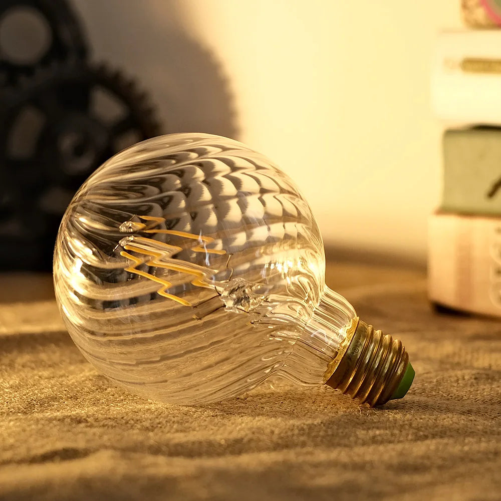 TIANFAN Edison Bulb Led Filament G95 4W 2700Kelvin Vintage 110V 220V Specialty Decorative Light Bulb Swirl Shape