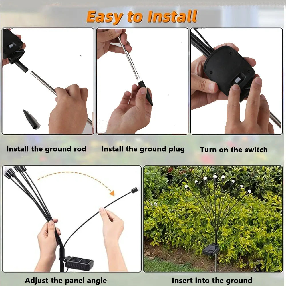 LED Solar Firefly Lights Outdoor Waterproof Solar Lawn Lamps Landscape Lights For Courtyard Garden DecorationChristmas Atmosphe