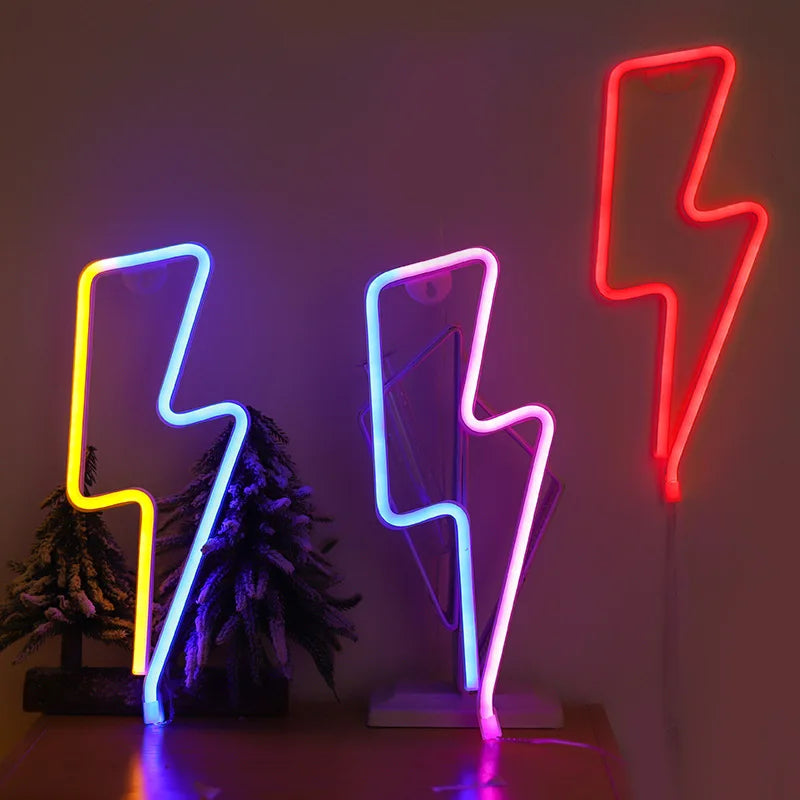 Colorful Lightning Neon Lamps Battery/USB Operation Night Lights Neon Light up Bar Bedroom Party Christmas Wedding Decoration
