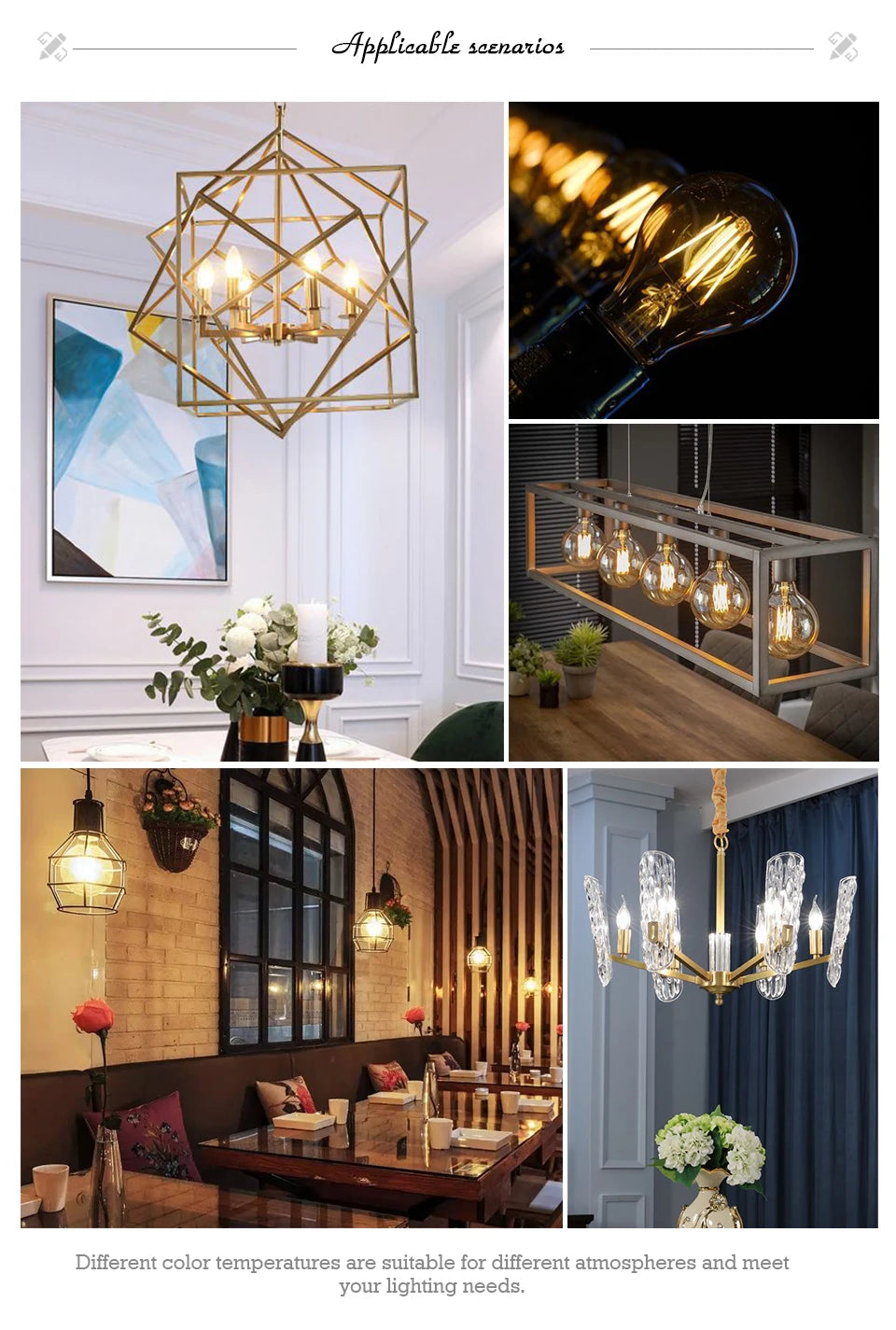 LED Candle Bulb E14 C35 Vintage Lamp LED E27 G45 A60 ST64 G80 G95 G125 AC220V LED Globe 2W 4W 6W 8W Filament Edison Light Bulbs