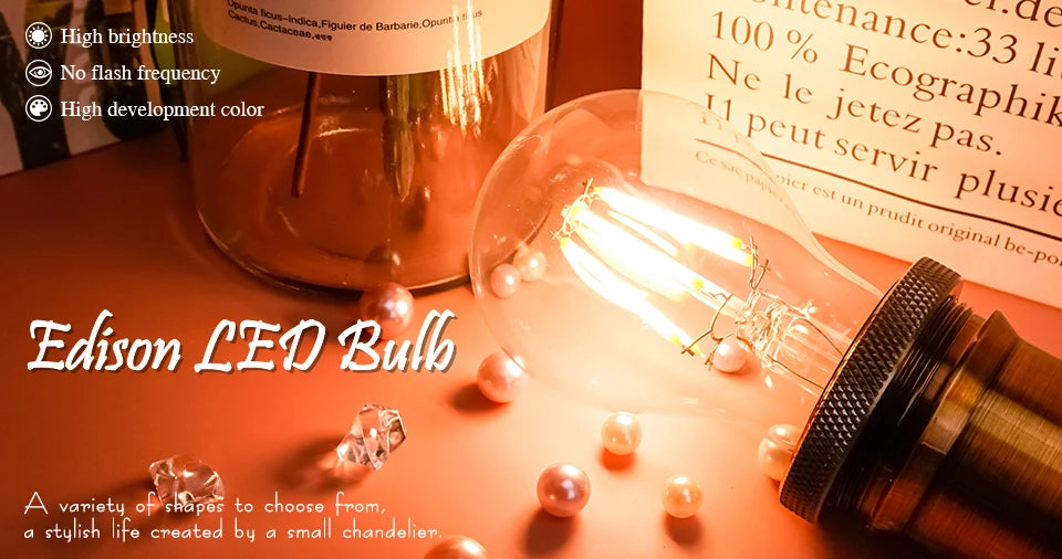 4pcs/lot Retro Edison LED Light Bulb E14 E27 AC220V 2W 4W 6W 8W Glass Vintage Filament Lampada Led Lamp Cold/Warm White Lighting