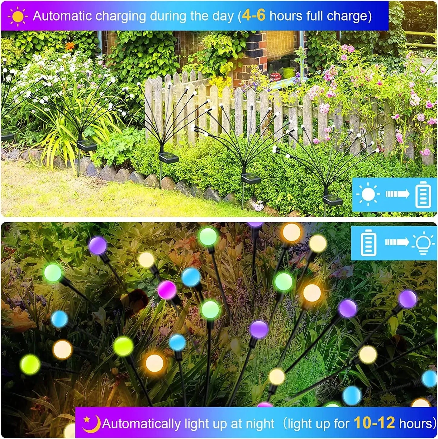 1/4/8/12Pack Outdoor LED Solar Lights Waterproof Starburst Firefly Lights Lawn Garden Lamp for Path Landscape Decorative Lights