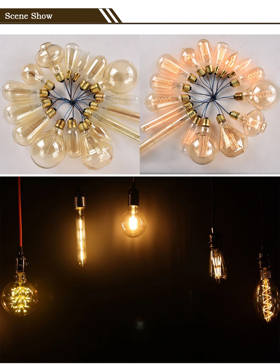 Retro Edison Bulb E27 220V 40W ST64 G80 G95 G125 Ampoule Vintage Edison Bulb Incandescent Lamp Filament Light Bulb Home Decor