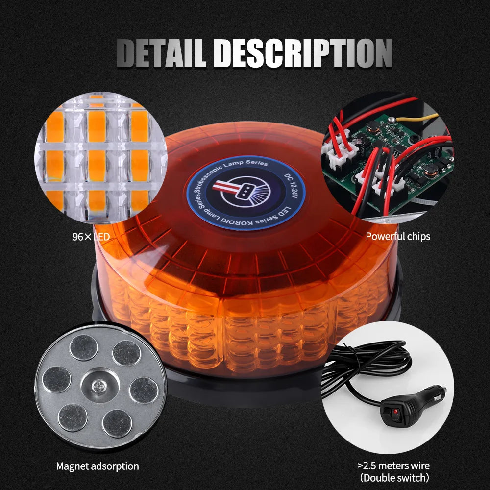 1PCS High-Intensity Amber LED Stroboscopic Lamp - Ultimate Visibility and Safety for Emergency and Construction Vehicles