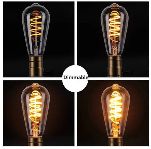 LED ST64 Smoky Gray E27 4W 6W 220V 110V Dimmable 2700K Warm GSpiral Filament Bulb Retro Vintage Decorative Lighting Edison Lamp