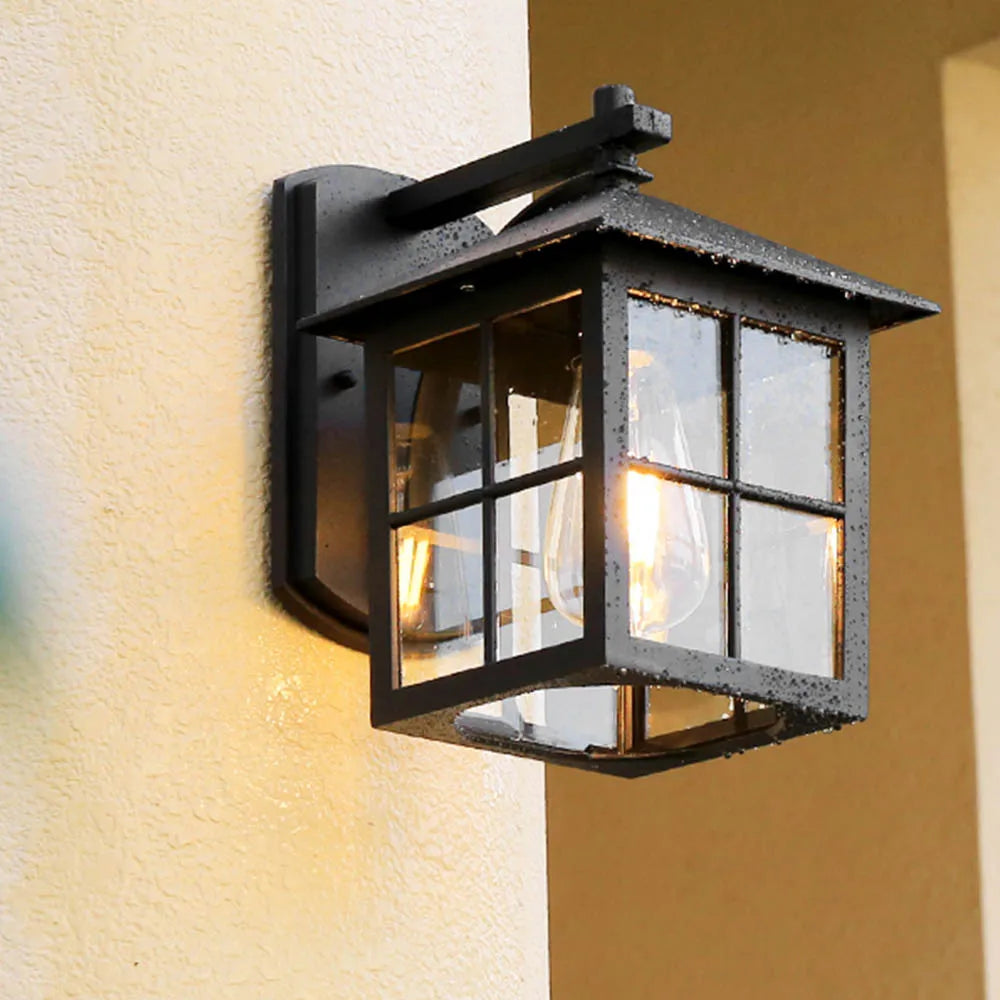 European Style Retro Outdoor Wall Light Sconce Lamp Waterproof Garden Decoration Outdoor Vintage Porch Lamp Black