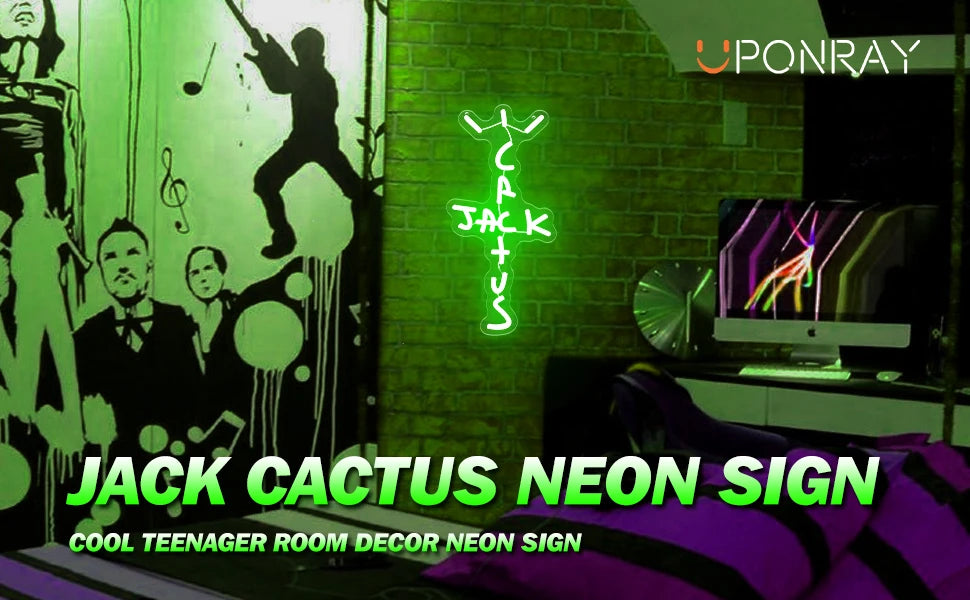 UponRay Cactus Jack LED Neon Sign For Bedroom Wall Decor Neon Light, For Office Man Cave Beer Bar Pub Christmas Birthday Party