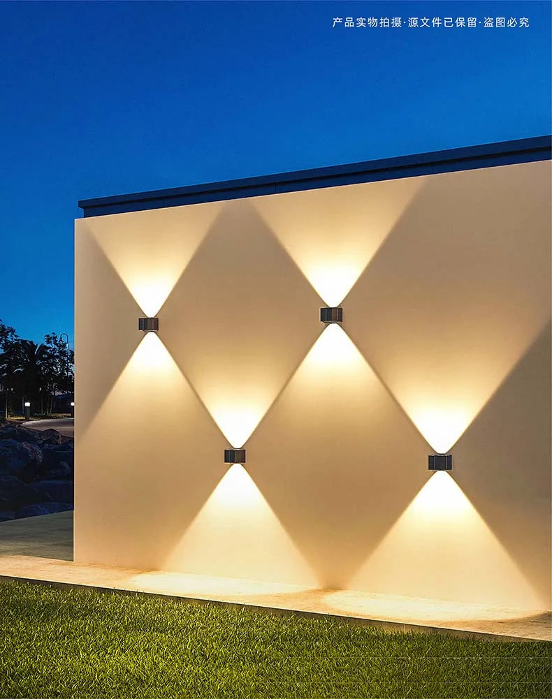 External Solar Lights Outdoor Wall Washer Sconce Facade Lamp Porch LED Light Decor Garden Solar Lighting Decoration Luminaire
