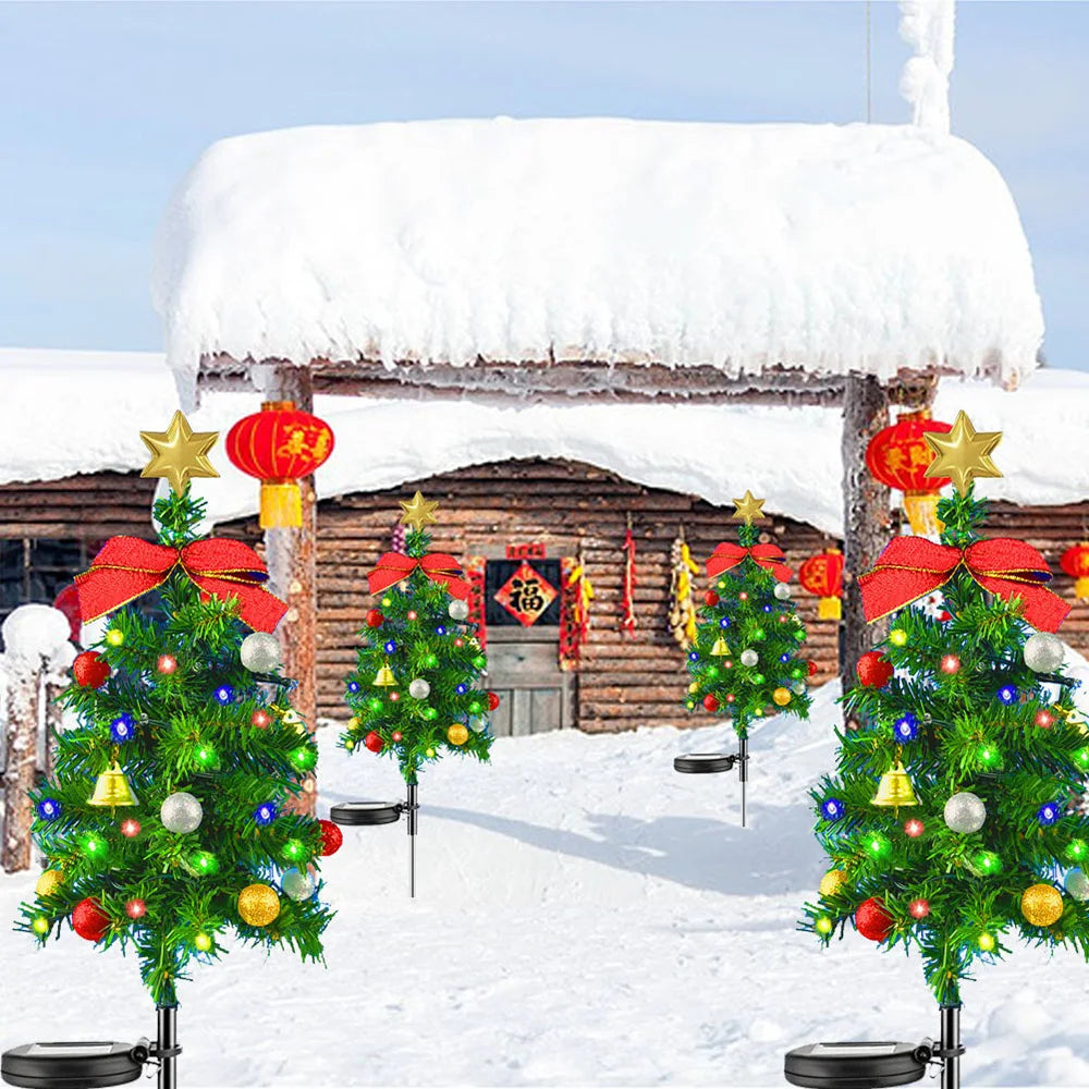 Solar Christmas Tree Decor Lights Outdoors Waterproof LED Lawn Garden Patio Porch Landscape Lamps Christmas Party Gifts