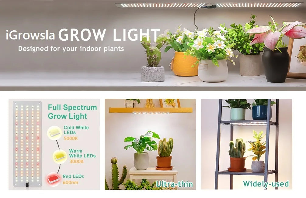 iGrowsla Grow Light Board, Full Spectrum Lamp Panel for Indoor Plants,135 LEDs with Auto On/Off Timer 4/8/12H,10 Dimmable Levels