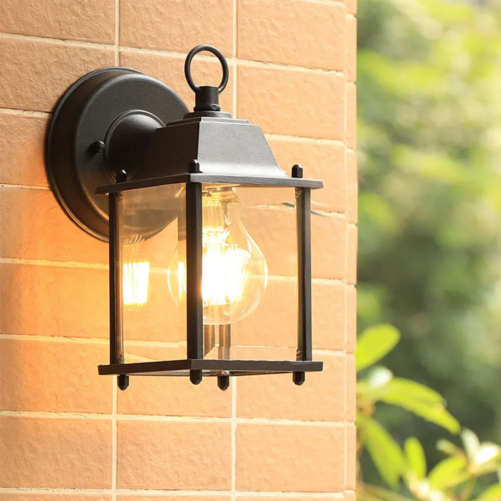 European Style Retro Outdoor Wall Light Sconce Lamp Waterproof Garden Decoration Outdoor Vintage Porch Lamp Black