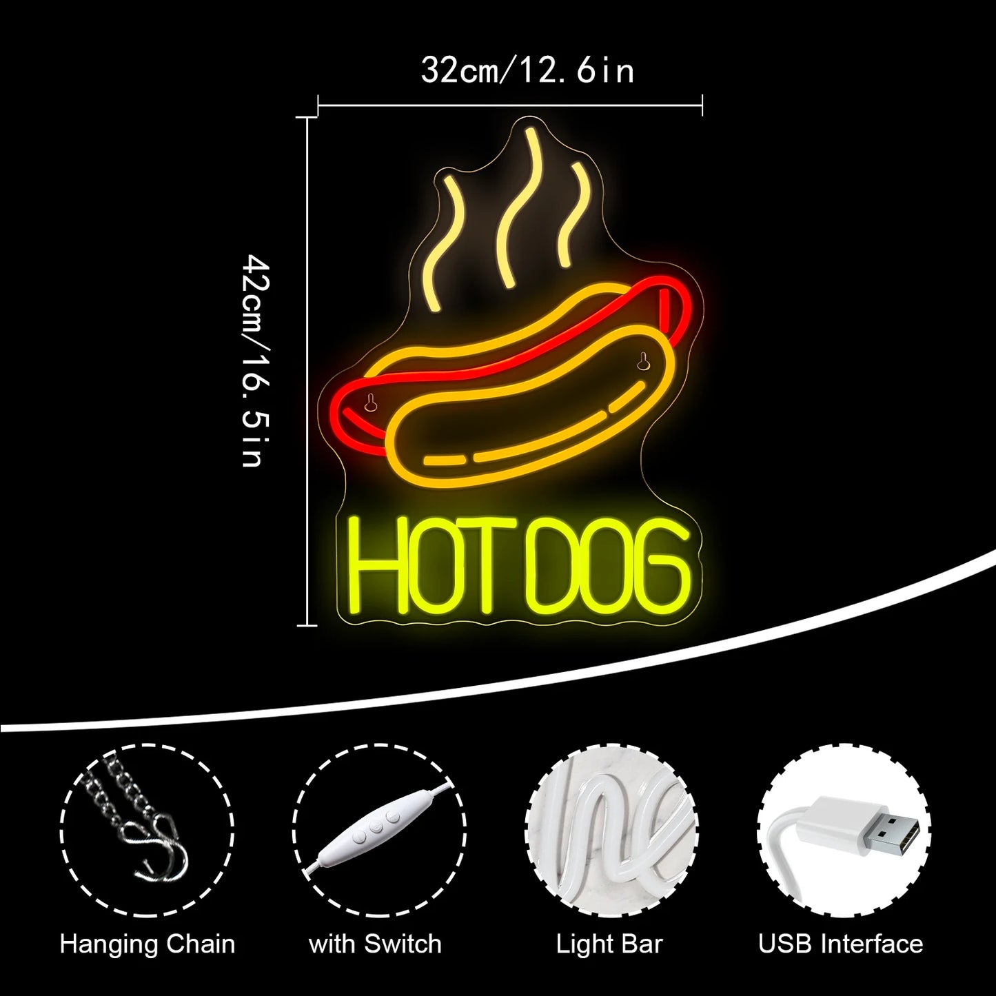 Fast Food Restaurant Neon Wall Art Decoration Hot Dogs Tacos BBQ Room Decor For Party Decoration Commercial Street Shop Lighting