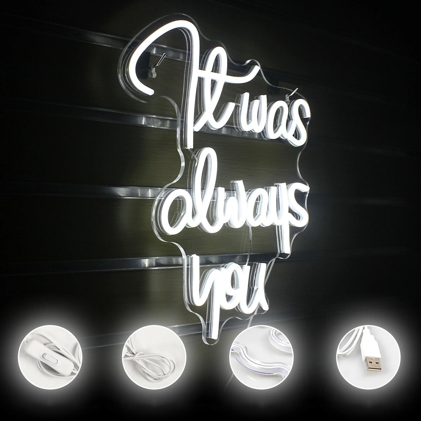 It Was Always You Neon Signs LED Wedding Boda Party Romantic Sign Lights Bedroom Room Decor Art Wall Oh Baby Decoration Lamp