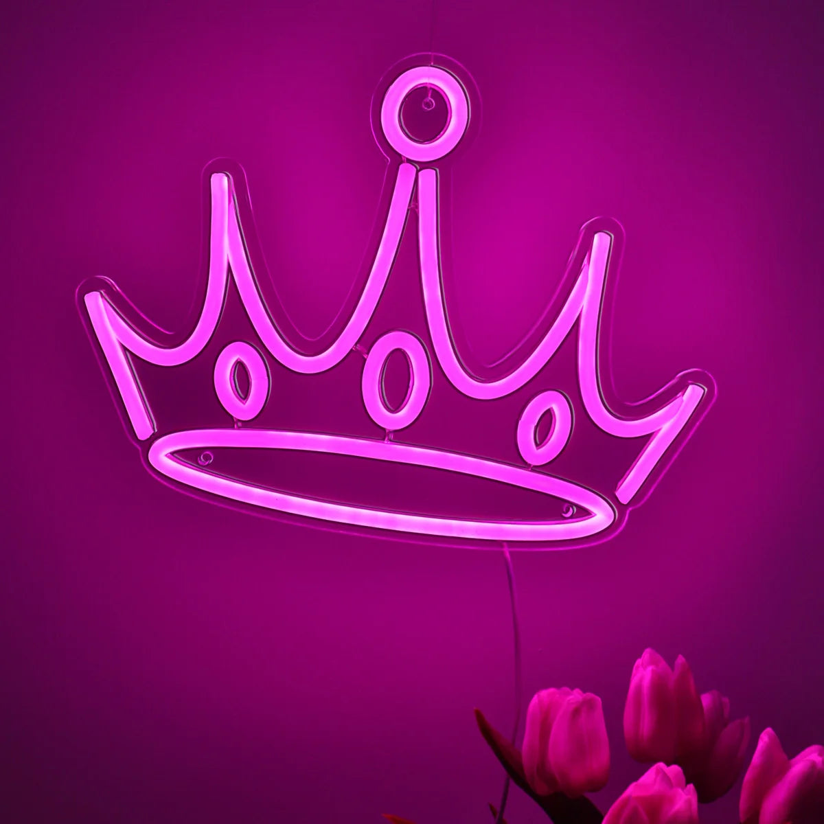 1pc Pink Crown LED Wall Art Neon Sign USB Power 5V Low Voltage Safe Light For Room Party Bar Club Pub Decoration11.57''*8.62''
