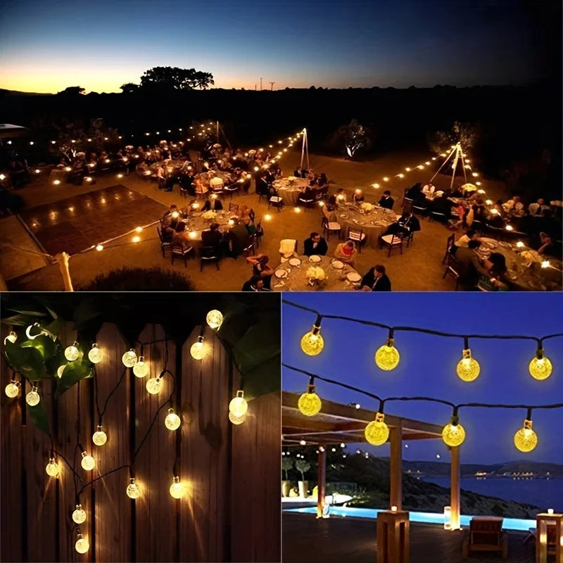 100 LED Solar String Lights Warm White Waterproof Outdoor Crystal Globe Lights for Garden Christmas Festival Decor-Multicolor