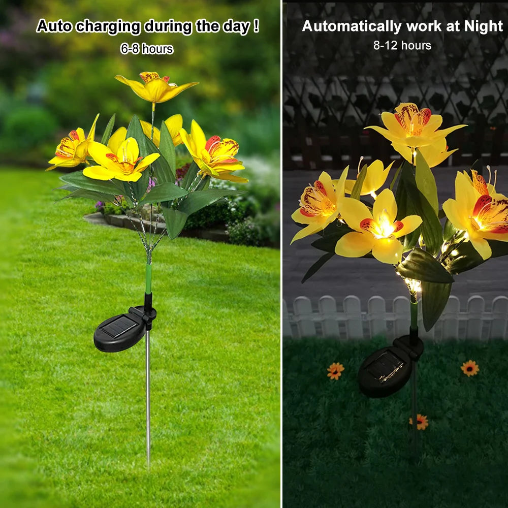 7 Heads Solar Lights Outdoor Decorative Solar Garden Lights Rose Flower Lawn Lamp for Yard Patio Garden Decor Flowers