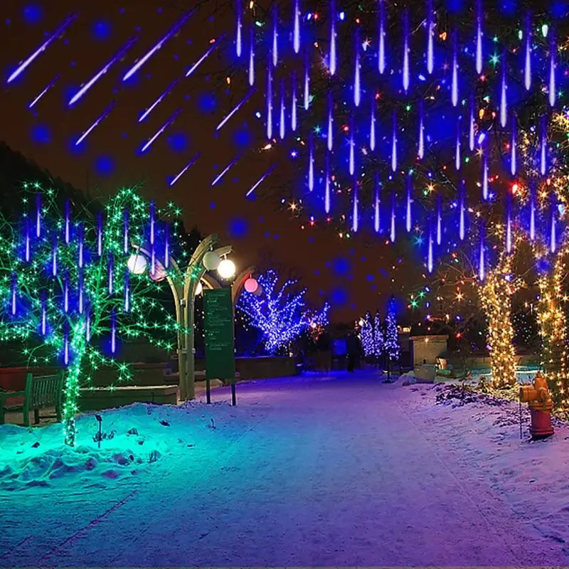 LED Meteor Shower Rain Lights Waterproof Falling Raindrop Fairy String Light for Christmas Holiday Party Patio Decor 30/50CM