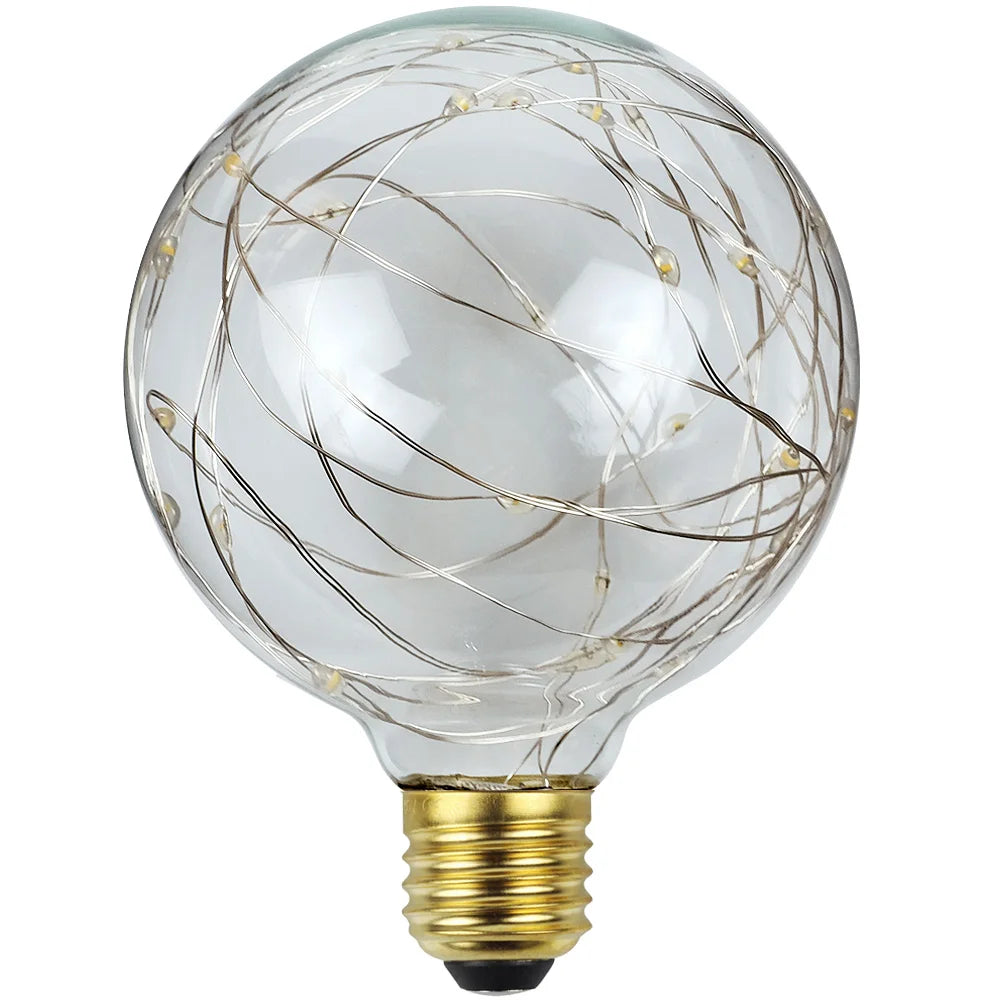 TIANFAN Vintage Led Bulb Starry Firework Edison Bulb Big Globe G95 3W Not Dimmable 2200Kelvin Super Warm Decorative Light Bulbs