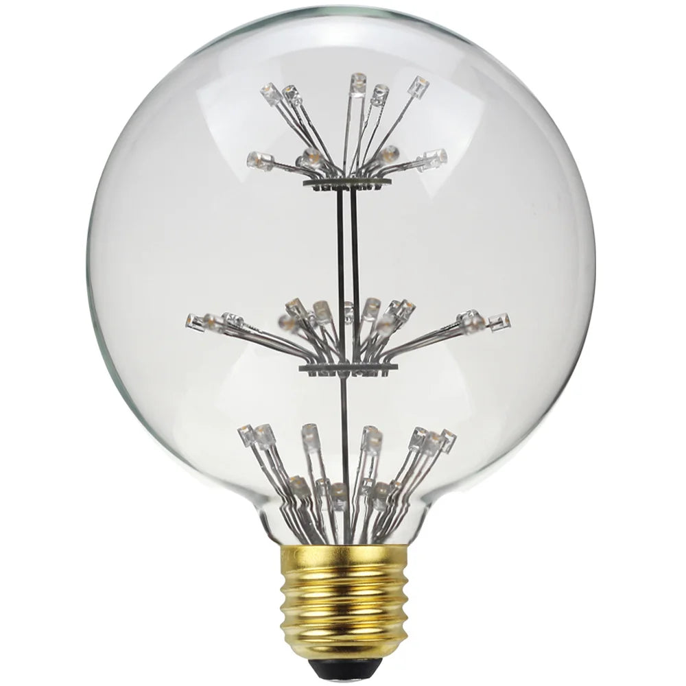 TIANFAN Vintage Led Bulb Starry Firework Edison Bulb Big Globe G95 3W Not Dimmable 2200Kelvin Super Warm Decorative Light Bulbs