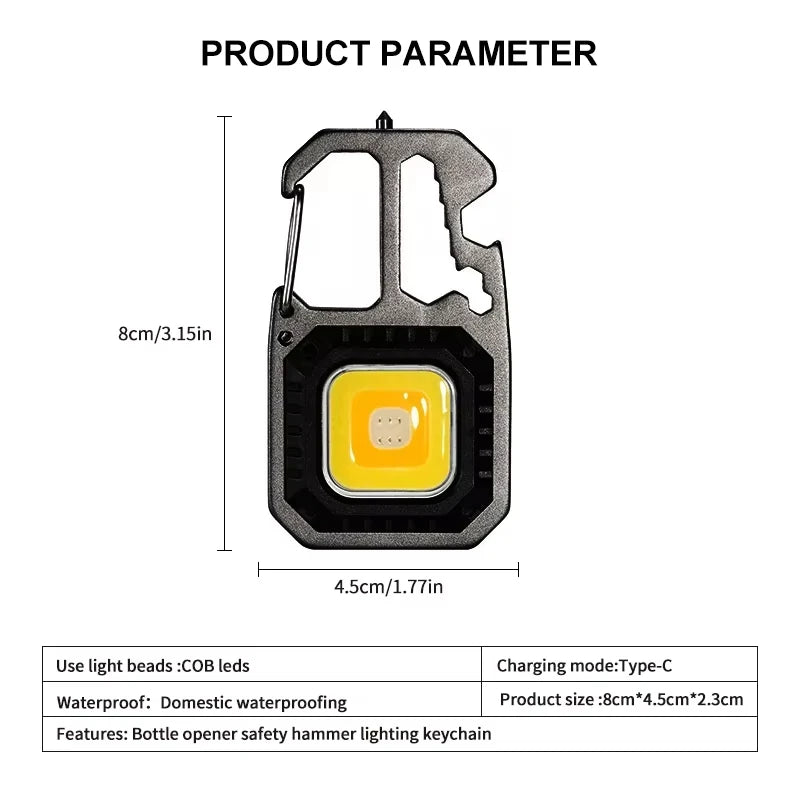 Xiaomi MIJIA LED Keychain Flashlight Outdoor Camping COB Work Light Emergency Lighting With Window Hammer Bottle Opener Lamp