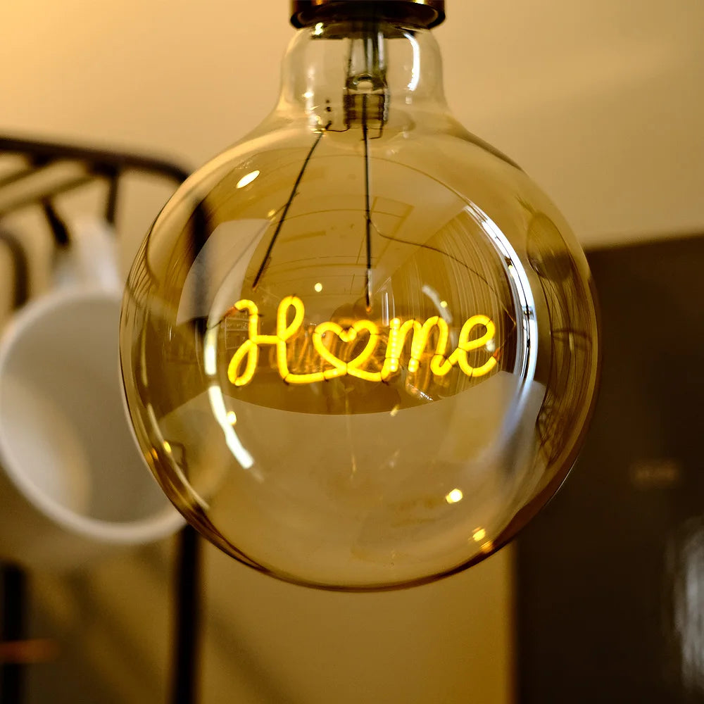 TIANFAN Vintage Led Bulb G125 Big Globe Alphabet Love Home Drem Hello 110V 220V E26 E27 Decorative Edison Bulb Pendant Bulb