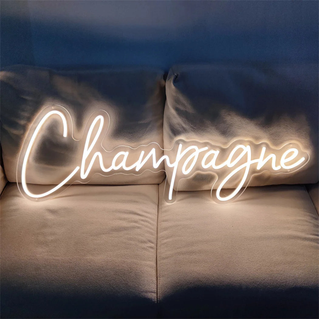 Champagne Neon Light Sign LED Wall Room Home Party Bar Cabaret Birthday Wedding Decoration Wall Hanging LED Neon Sign Night Lamp