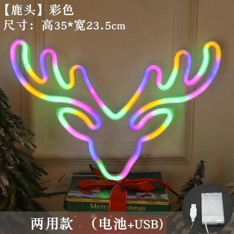 Christmas Tree Neon Light Signs USB Powered LED Neon Lights Christmas Festival Decoration Ornaments Holiday Lights Wall Decor