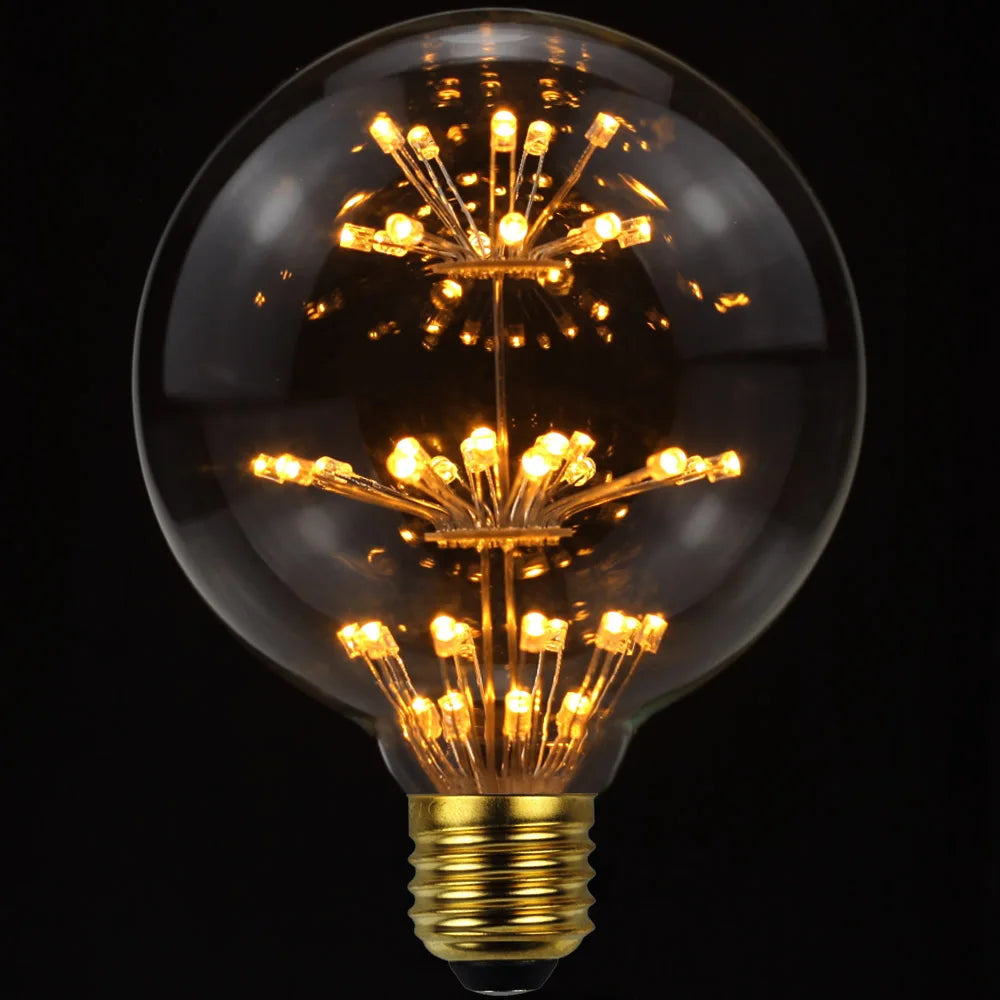 TIANFAN Vintage Led Bulb Starry Firework Edison Bulb Big Globe G95 3W Not Dimmable 2200Kelvin Super Warm Decorative Light Bulbs