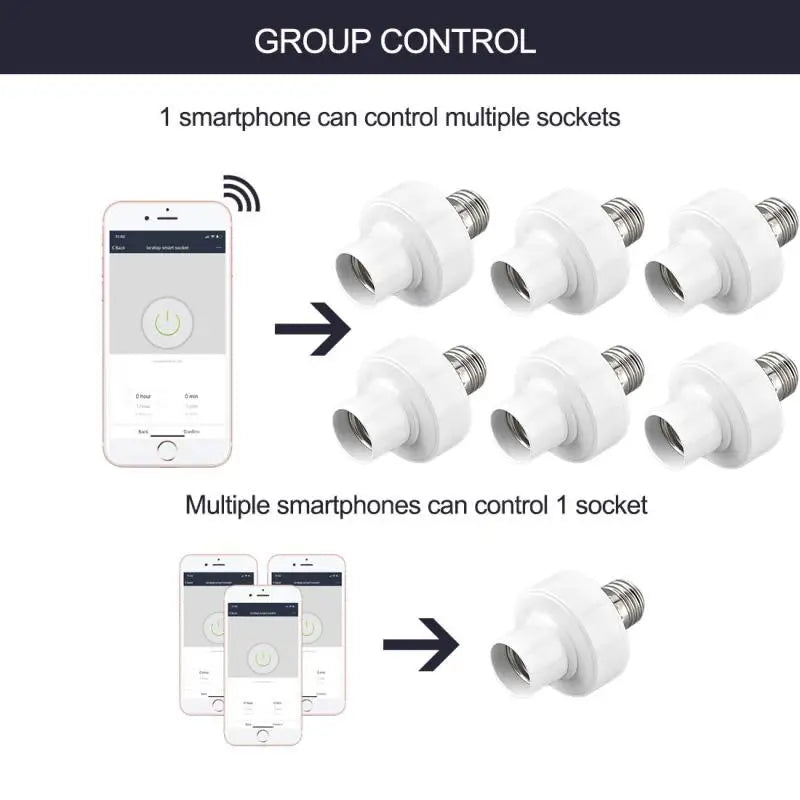 WiFi Smart Light Bulb Adapter Lamp Holder Base AC Smart Life/Tuya Wireless Voice Control With Alexa Google Home E27 E26 65-265V