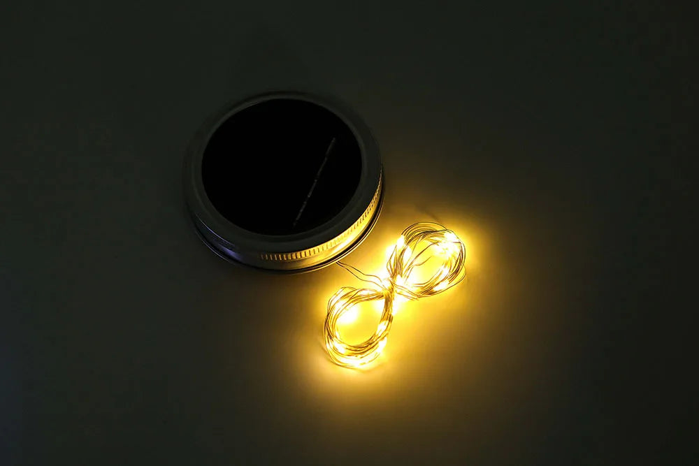 Solar Lantern Fairy Lights Garden Ornament Outdoor Hanging Frosted Tree Table Yard Patio Lawn Portable Glass Mason Jar Lamp