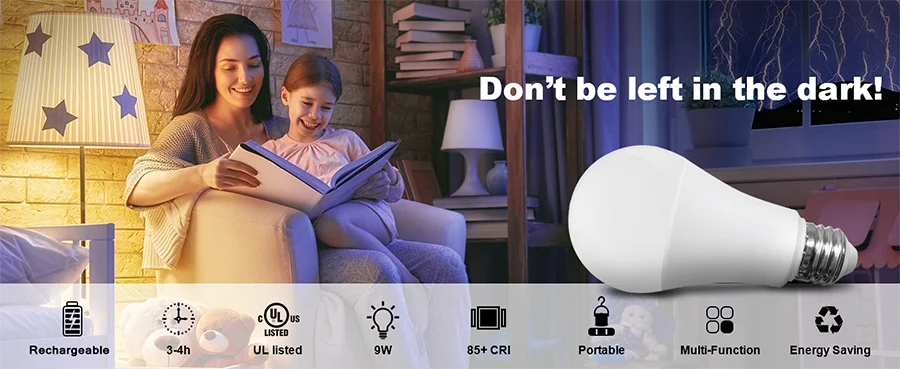 E27 Rechargeable LED Lamp Bulbs 7W 9W 12W 15W High Brightness Emergency Light Bulb Outdoor Camping Fishing Portable Lamps Lights