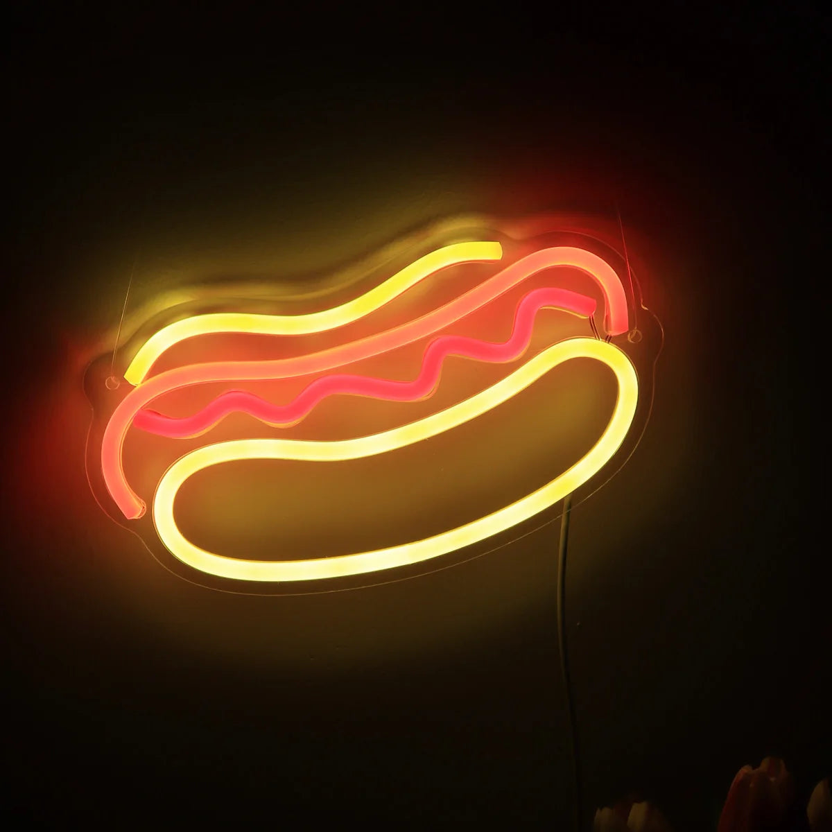 1PC Super Bright 5V Hot Dog Wall LED Neon Sign Night Light For Restaurant Shop snack bar Kitchen Decoration 9.13''*6.06''