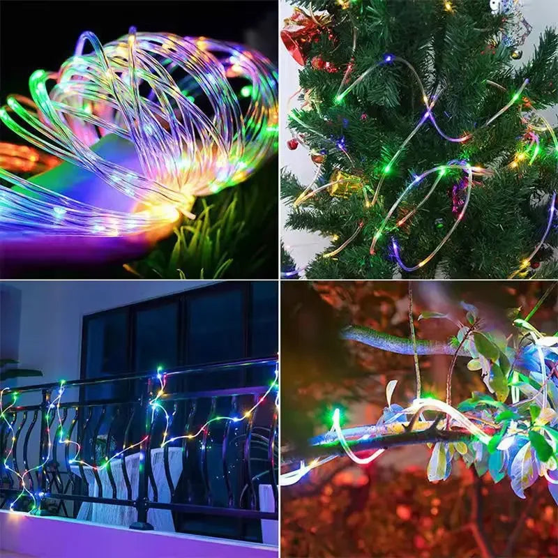 Outdoor Solar Lights Garland Rope String Lights 7-32M LED Garden Garland Waterproof Tube Lamp for Garden Christmas Decoration