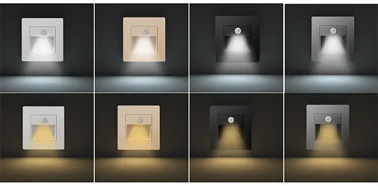 PIR Motion Detector Sensor Led Stair Light Infrared Human Induction Lamp Recessed Steps Ladder Staircase Bedroom Night Light