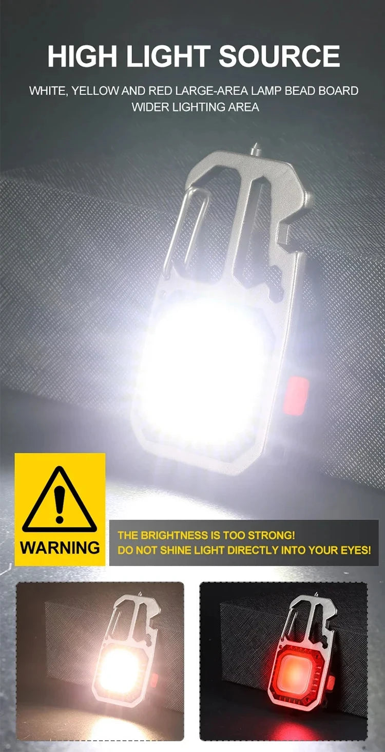 Xiaomi MIJIA LED Keychain Flashlight Outdoor Camping COB Work Light Emergency Lighting With Window Hammer Bottle Opener Lamp