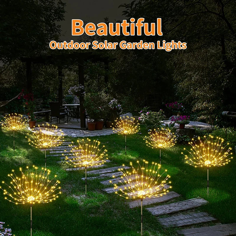 Solar LED Firework Fairy Lights Outdoor Garden Decoration Lawn Pathway Lights For Patio Yard Party Christmas Wedding Decor