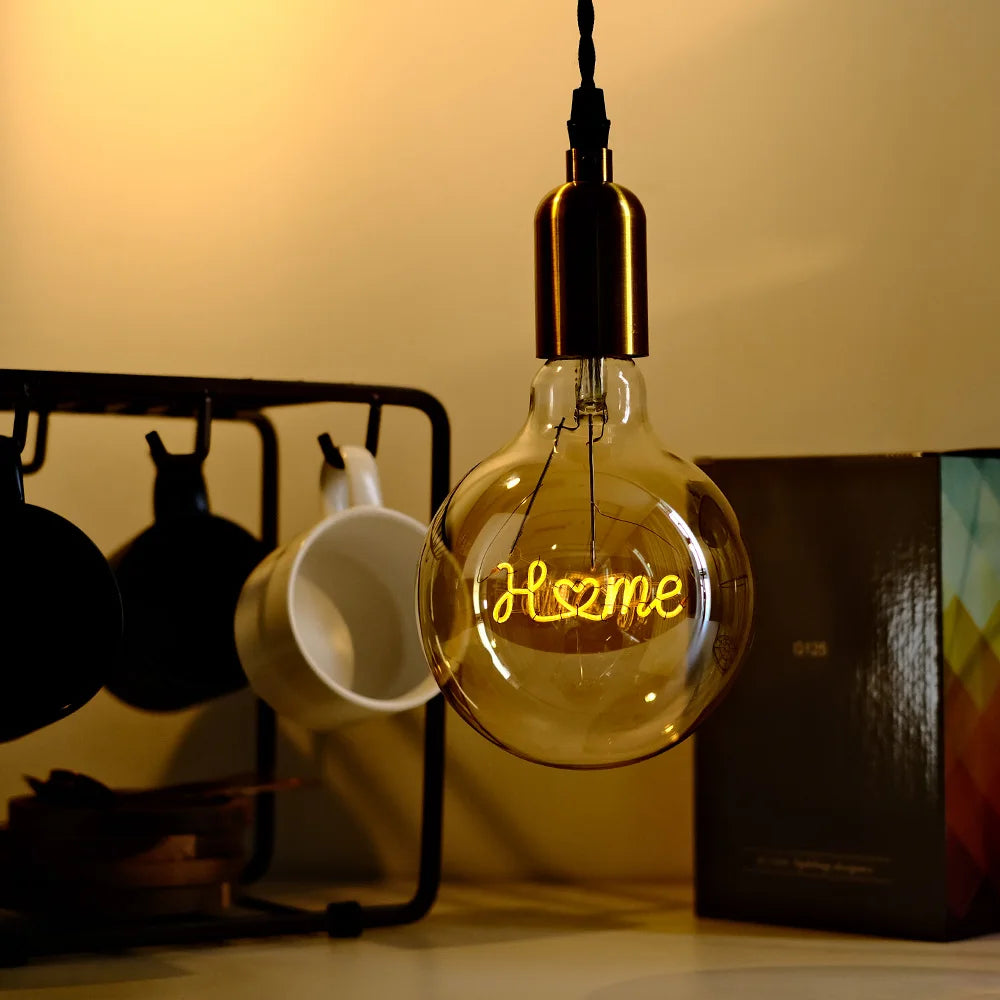 TIANFAN Vintage Led Bulb G125 Big Globe Alphabet Love Home Drem Hello 110V 220V E26 E27 Decorative Edison Bulb Pendant Bulb