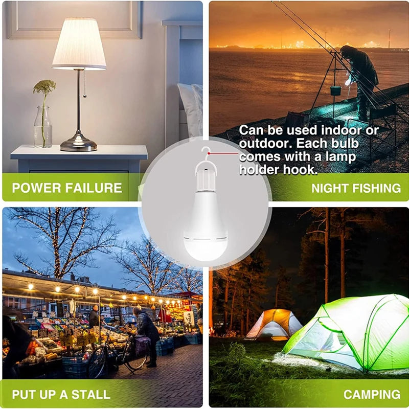 E27 Rechargeable LED Lamp Bulbs 7W 9W 12W 15W High Brightness Emergency Light Bulb Outdoor Camping Fishing Portable Lamps Lights