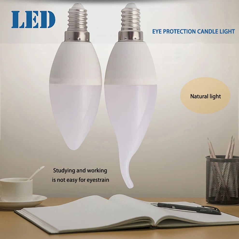 10pcs 2022 NEW Led Light Bulb E14 E27 LED Lamp lndoor Light 3W 6W 9W12W LED Candle Bulb Home Decor Chandelier AC220 Lampada