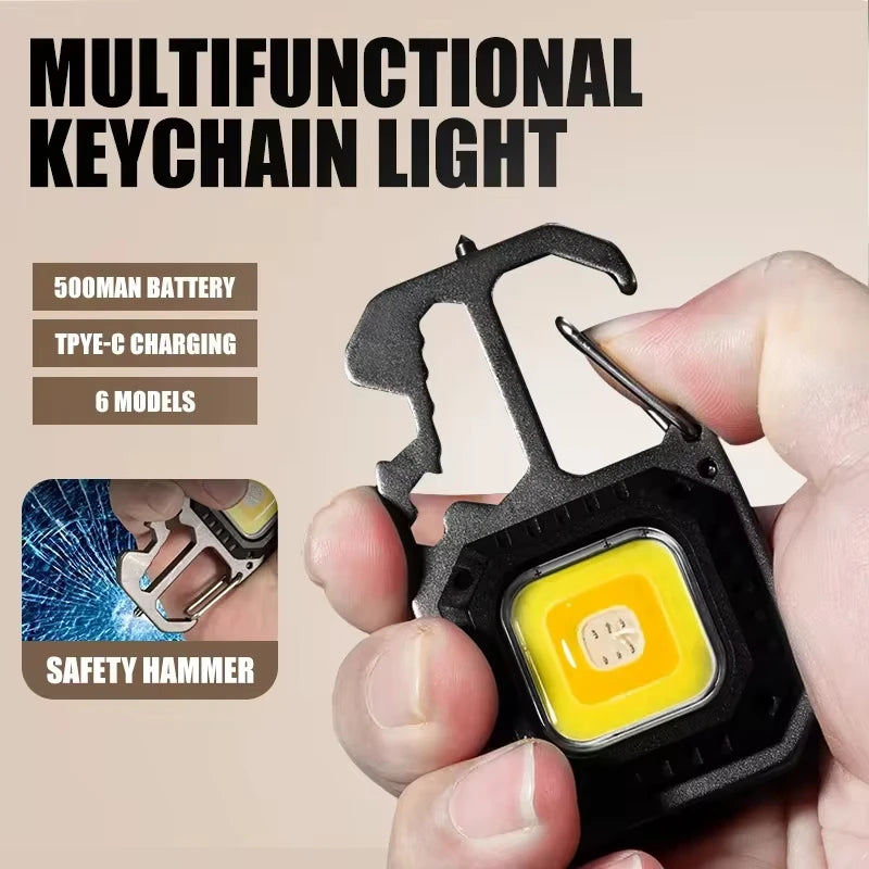 Xiaomi MIJIA LED Keychain Flashlight Outdoor Camping COB Work Light Emergency Lighting With Window Hammer Bottle Opener Lamp