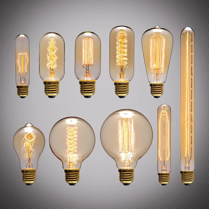 Dimmable Retro Edison Bulb E27 AC 220V 110V 40W Vintage Restaurant Industrial For Decor Indoor Lighting Bulb ST64 G80 G95 G125