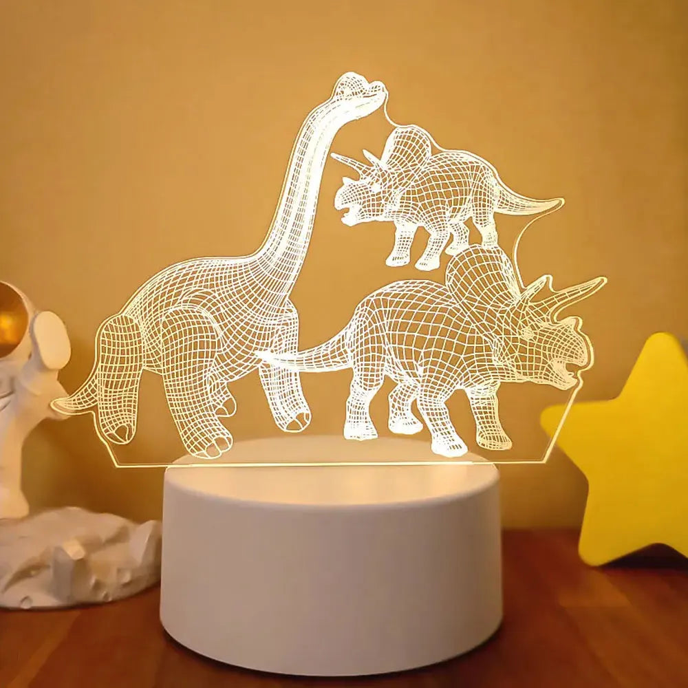 Dinosaur 3D Lamp USB LED Night Lights Neon Sign Lamp Xmas Christmas Decorations for Home Bedroom Birthday Decor Wedding Gifts