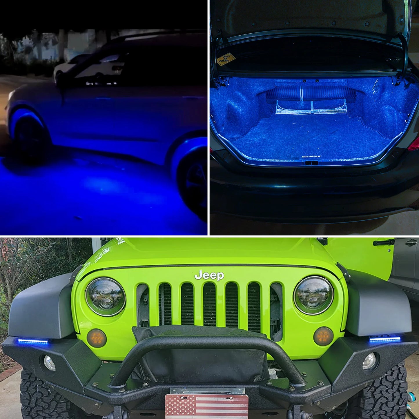 LED Fog Driving Light Interior Footwell Light Decorative Daytime Running Light DRL Flexible COB Strip LED Bulb Blue 12V Car Part